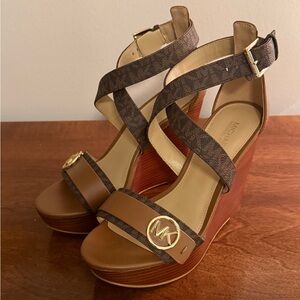 Michael Kors Brown Leather Strappy Wedges
